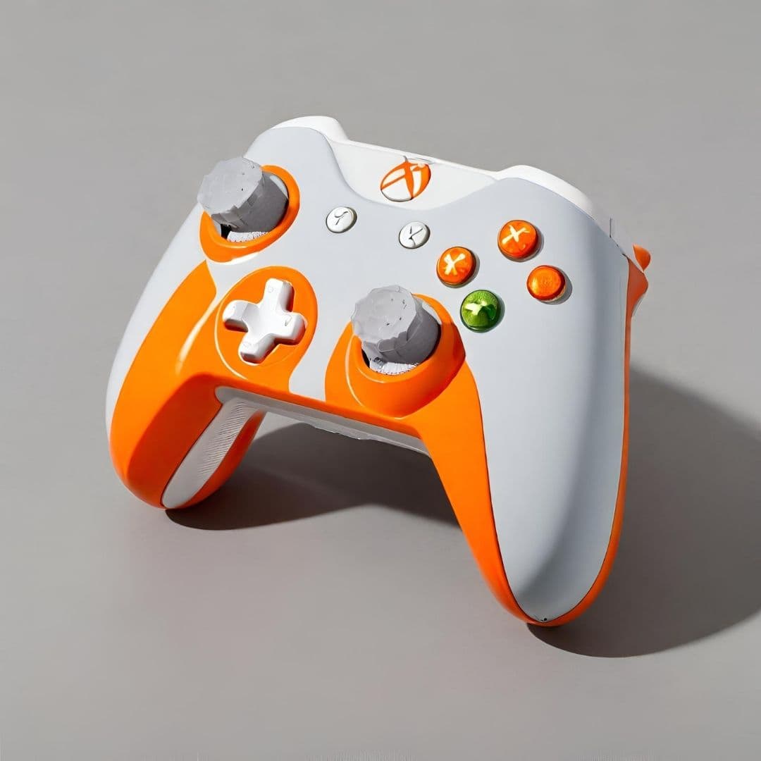 Sleek White & Orange Wireless Gaming Controller — image 1 of 3