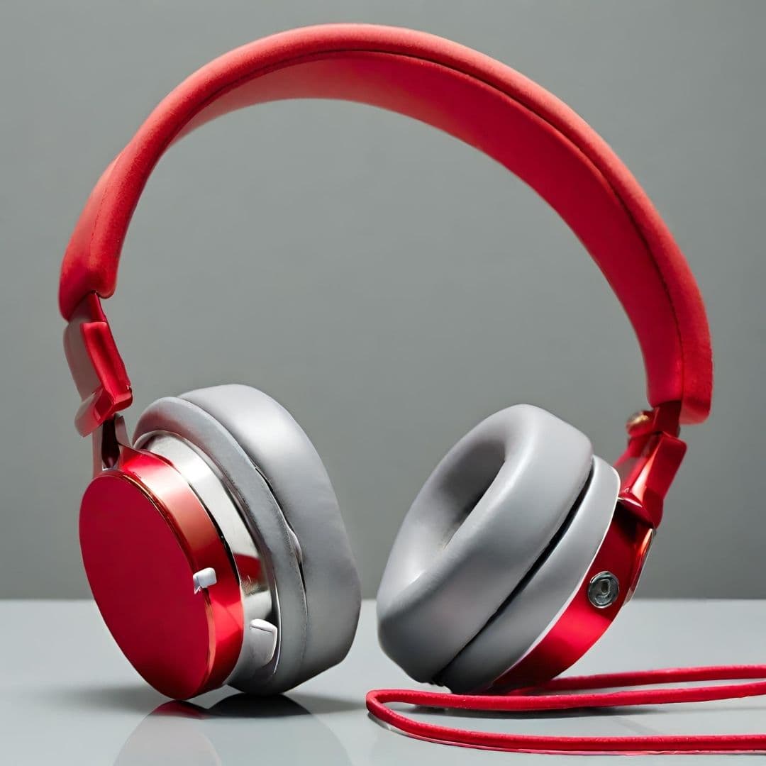Stylish Red & Silver Over-Ear Headphones — image 1 of 3