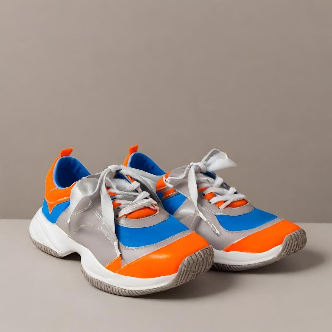 Vibrant Runners: Bold Orange & Blue Sneakers — image 1 of 3